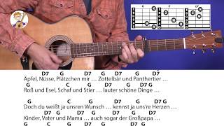 Morgen kommt der Weihnachtsmann Weihnachtslied mit Akkorden amp Text für Gitarre [upl. by Tchao]