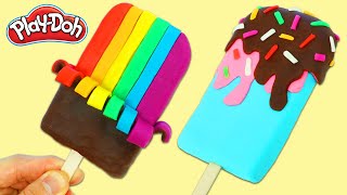 How To Make Play Doh Rainbow And Chocolate Sprinkle Popsicle [upl. by Ecidnak]