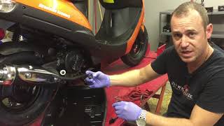 How to 50cc Scooter Oil Change The Easy Way 49cc  150cc GY6 [upl. by Iddet]