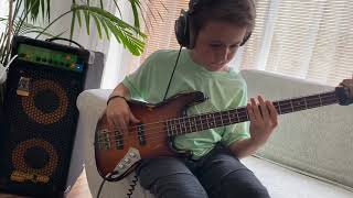 10yrs Aron plays to Majid Jordan  Waves of Blue bass cover [upl. by Crifasi]