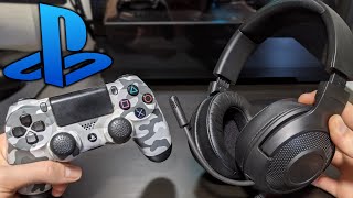 How to CONNECT Your Headset Headphones Speakers and Microphone to Your PS4 EASY 2020  SCG [upl. by Netfa783]