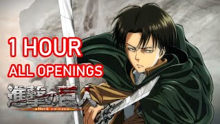 1 HOUR Shingeki no Kyojin All Openings 16  Season 1 to Season 4 [upl. by Azral]