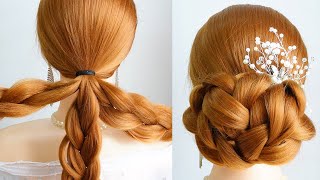 Easy Updos For Long Hair For Beginners  Wedding Hairstyle Bridal [upl. by Janos]