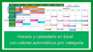 Excel  Horario y calendario en Excel con colores automáticos Tutorial en español HD [upl. by Llertnod]