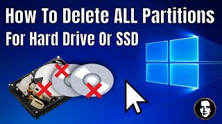 How To Delete All Partitions On A Hard Drive Or SSD Using Windows 10 [upl. by Baum]