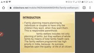 National Family Welfare Programme [upl. by Karlotta]