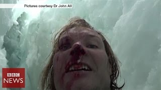 Climber films 20m crevasse fall in Himalayas  BBC News [upl. by Emmalynn]