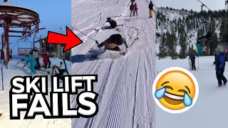 FUNNIEST Ski Lift Fails  Skiers amp Snowboarders Falling Off Ski Lifts 😂 [upl. by Dwain]