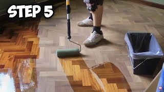 Parquet Floor Restoration EPIC TRANSFORMATION [upl. by Nwahsar898]