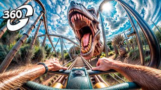 360° VR VIDEO Roller Coaster 🐾 Dinosaurs Jurassic World [upl. by Huberty]