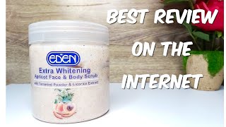 EDEN EXTRA WHITENING APRICOT FACE amp BODY SCRUB REVIEW Straight to the point 🎯 [upl. by Fotinas]