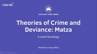 Theories of Crime amp Deviance  Matza  A Level Sociology [upl. by Ettena549]