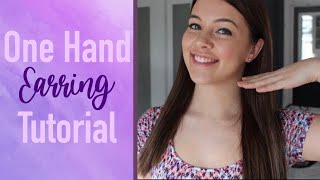 HOW TO PUT EARRINGS IN  One Hand Tutorial [upl. by Atiekram]