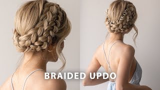 EASY MilkmaidCrown Braided Updo  Perfect for long hair  medium hair lengths [upl. by Charlet120]