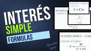 INTERES SIMPLE  Fórmulas para resolver CUALQUIER ejercicio de INTERÉS SIMPLE  Alexander López [upl. by Poole]