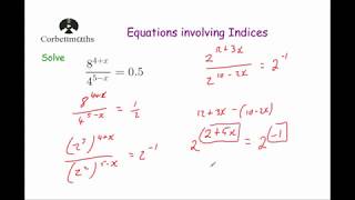 Equations with Indices  Corbettmaths [upl. by Carine]