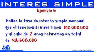 Interés simple  Ejemplo 5 [upl. by Kistner507]