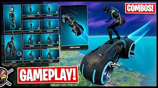 TRON Skins in FORTNITE LIGHT CYCLE Glider  Gameplay and Combos [upl. by Nilcaj]