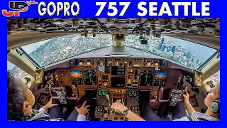 BOEING 757200 landing at Seattle SeaTac Airport  Flight Deck GoPro View [upl. by Anat]