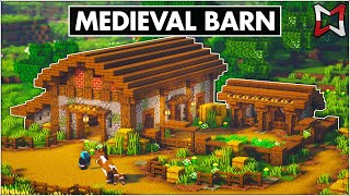 Minecraft ► Medieval Barn With Animal Stables Tutorial EASY [upl. by Berkie]