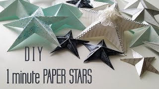 DIY One Minute Paper Star Christmas Ornaments [upl. by Cleres]