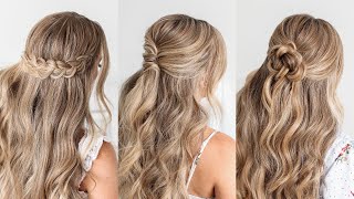 3 FALL HALF UPDOS 🍂 EASY HAIRSTYLES  Missy Sue [upl. by Aisnetroh]