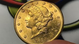 1893S US 20 Dollar Gold Coin • Values Information Mintage History and More [upl. by Ellasal539]