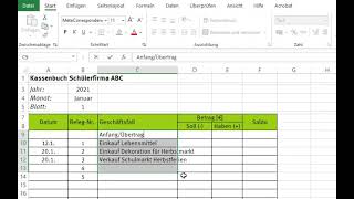 Buchhaltung ganz praktisch Kassenbuch Excel Grundlagen [upl. by Wina]