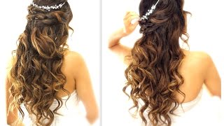 ★ EASY Wedding HalfUpdo HAIRSTYLE with CURLS  Bridal Hairstyles for Long Medium Hair [upl. by Llecrad]