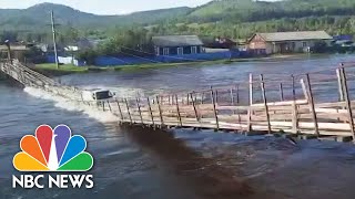 Watch Bridge Collapse Flips Truck Into Flooded Russian River [upl. by Betteann]