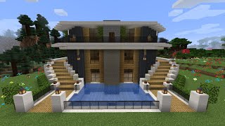 minecraft  havuzlu modern malikane yapımı [upl. by Ahouh502]