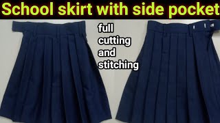 School Skirt With Side Pocket Easy Cutting Or Silai Full Tutorial Step By StepSilai Solutions [upl. by Idner312]