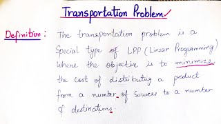 Introduction to Transportation Problem [upl. by Rollet914]