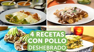 4 recetas con pollo deshebrado  Kiwilimón [upl. by Assenay]