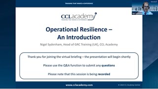 UK Virtual Event Operational Resilience [upl. by Walston]