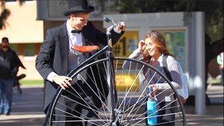 GIANT BIKE IN PUBLIC 1875 Penny Farthing [upl. by Ssac]