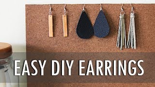 DIY  3 Easy Leather Earrings [upl. by Lleynad]