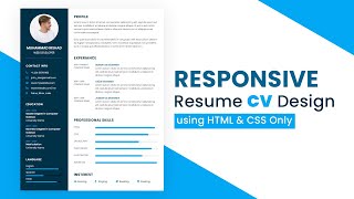 How to Create Responsive Resume Website using HTML and CSS  Resume CV design in HTML CSS [upl. by Hgeilhsa]