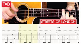 Streets of London  COMPLETE guitar TAB cover lesson tutorial [upl. by Bussy497]