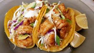 Baja Shrimp Tacos with Homemade Baja Sauce  EASY amp Delicious [upl. by Oconnor]