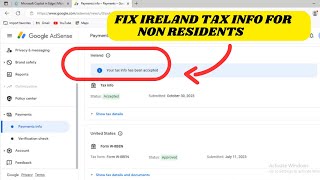 Google Adsense Ireland Tax Info  Add Tax Info As a Non Resident In That Country [upl. by Yrok]