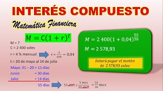 Interés Compuesto  Matemática Financiera  Problemas Resueltos  Ejemplo 4 [upl. by Anilok930]