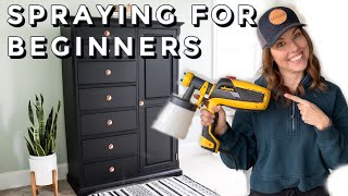 Using A Paint Spray Gun for Beginners  Smooth Furniture Makeover [upl. by Ardelis]