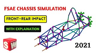 FSAE Chassis Simulation in SolidWorks  Front Impact and Rear Impact Analysis of Formula Chassis [upl. by Ahsit]