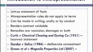 Misrepresentation Lecture 1 of 4 [upl. by Champ]