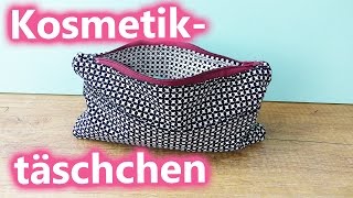 Kosmetiktasche nähen mit Reißverschluss  Schönes Täschchen mit der Nähmaschine  DIY Inspiration [upl. by Maisel]