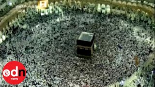 Breathtaking Night Aerials Show Pilgrims Circle Kaaba in Mecca [upl. by Tanitansy]