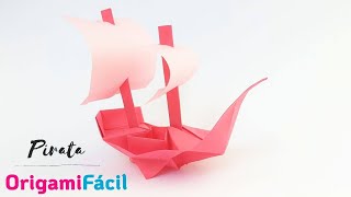 Cómo hacer un barco PIRATA de papel fácil  Origami [upl. by Nezah]