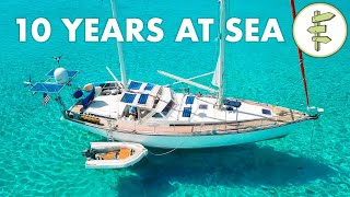 Living on a SelfSufficient Sailboat for 10 Years  FULL TOUR [upl. by Shipman]