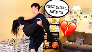 PASSING OUT INTO MY BOYFRIEND ARMS PRANK CUTE REACTION [upl. by Arbrab151]